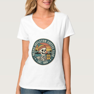 Retro Skelet Koffie Club Vintage Grafische T-Shirt