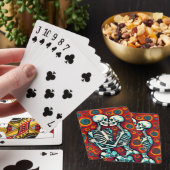 Retro Skelet Paar Kussen Pokerkaarten (Insitu)