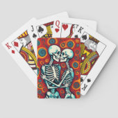 Retro Skelet Paar Kussen Pokerkaarten (Achterkant)
