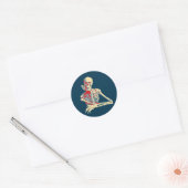 retro skelet ronde sticker (Envelop)