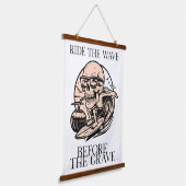 Retro Skelet Surfen Ride De Golf Voor Hangend Wandkleed (Gebogen)