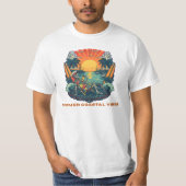 Retro Skelet Zomer Kustsfeer Zonsondergang T-shirt (Voorkant)