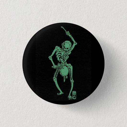 Retro Skeletale drummer Ronde Button 3,2 Cm (Voorkant)