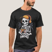 Retro skeletgamer met headset en controller t-shirt (Voorkant)