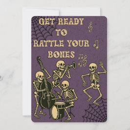 Retro Skeleton Band Halloween Party Kaart