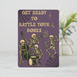 Retro Skeleton Band Halloween Party Kaart