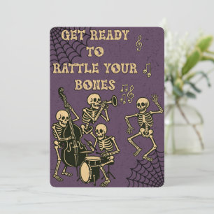 Retro Skeleton Band Halloween Party Kaart