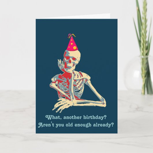Retro skeleton Birthday Kaart (Voorkant)