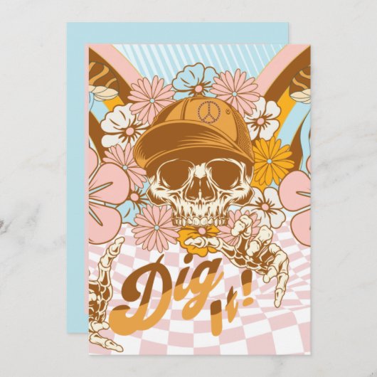 Retro Skeleton Botanische Florals Kaart (Voorkant / Achterkant)