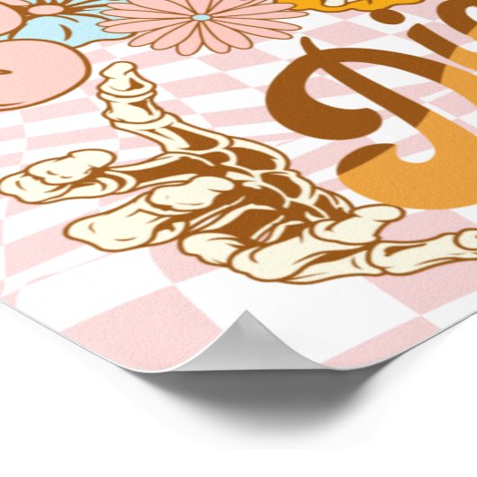 Retro Skeleton Botanische Florals Poster (Hoek)