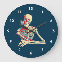 Retro Skeleton die zijn kin op zijn hand rusteert