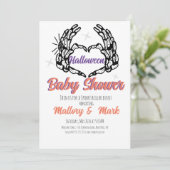 Retro Skeleton Halloween Baby shower Party Kaart (Staand voorkant)