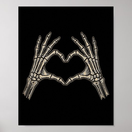 Retro Skeleton Handen Hart Teken Halloween Kostuum Poster (Voorkant)