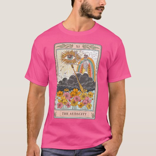 Retro Skeleton Riding Cloud the Audacity Tarot Car T-shirt (Voorkant)