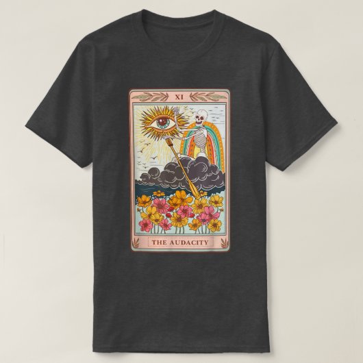 Retro Skeleton Riding Cloud the Audacity Tarot Car T-shirt (Design voorkant)