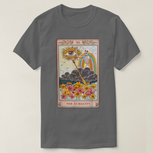 Retro Skeleton Riding Cloud the Audacity Tarot Car T-shirt (Design voorkant)