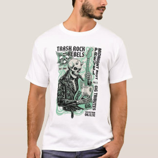 Retro Skeleton Rocker Vintage Trash Rock  T-shirt