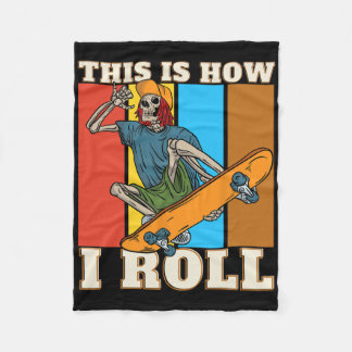 Retro Skeleton Skateboarding Shirt For Skaters Ska Fleece Deken