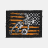 Retro Skeleton Spelen Voetbal Amerikaanse vlag Hal Fleece Deken (Voorkant (Horizontaal))
