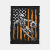 Retro Skeleton Spelen Voetbal Amerikaanse vlag Hal Fleece Deken (Voorkant)