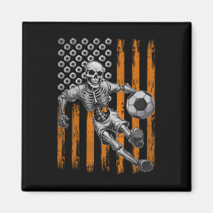 Retro Skeleton Spelen Voetbal Amerikaanse vlag Hal Magneet