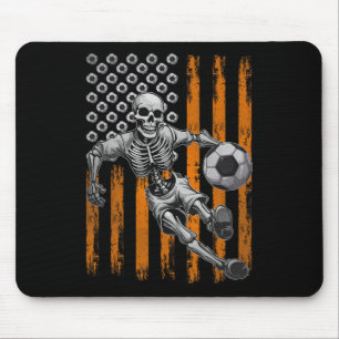 Retro Skeleton Spelen Voetbal Amerikaanse vlag Hal Muismat