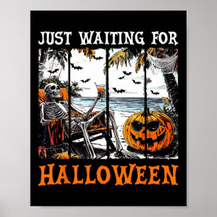 Retro Skeleton Summer Beach wacht gewoon op Hallo Poster