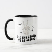 Retro Skeleton Vredesteken Halloween Mok (Links)