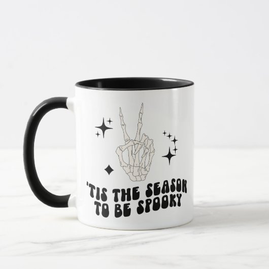 Retro Skeleton Vredesteken Halloween Mok (Links)