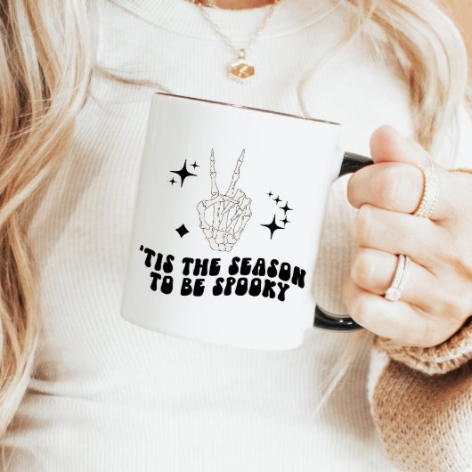 Retro Skeleton Vredesteken Halloween Mok