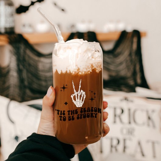 Retro Skeleton Vredesteken Halloween Sipper Blikvorm Glas