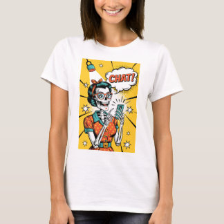 Retro Skeleton Vrouw in Chat - Classic Pop Art T-shirt