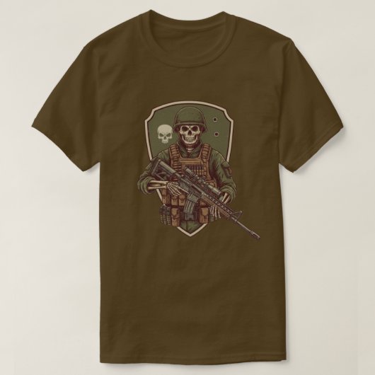 Retro skeletsoldaat t-shirt (Design voorkant)