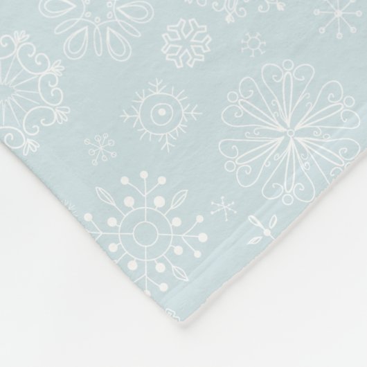 Retro Sketch, bevroren Snowflakes op ijsblauw Fleece Deken (Hoek)