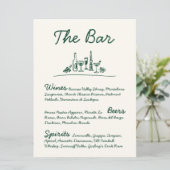 Retro Sketch Hand-Drawn Bar Trouwtafel Teken Kaart (Staand voorkant)