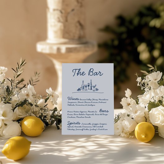 Retro Sketch Hand-Drawn Bar Trouwtafel Teken Kaart