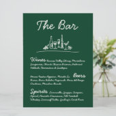 Retro Sketch Hand-Drawn Bar Trouwtafel Teken Kaart (Staand voorkant)