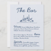 Retro Sketch Hand-Drawn Bar Trouwtafel Teken Kaart (Voorkant)