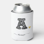 Retro Sketch Monogram Letter A, Koelbox Blikjeskoeler (Blikje Voorkant)