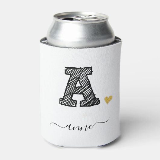 Retro Sketch Monogram Letter A, Koelbox Blikjeskoeler (Blikje Voorkant)