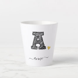 Retro Sketch Monogram Letter A, Latte Mok