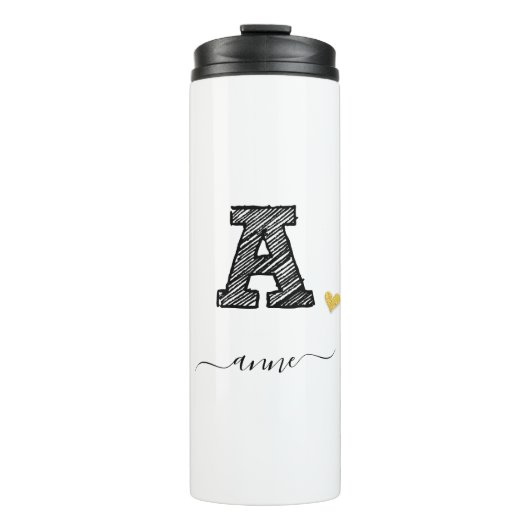 Retro Sketch Monogram Letter A, Thermal Tumbler Thermosbeker (Voorkant)