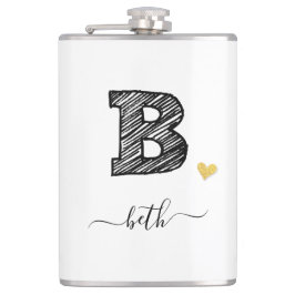 Retro Sketch Monogram Letter B, kolf Heupfles