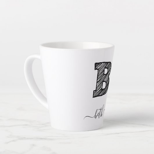 Retro Sketch Monogram Letter B, Latte Mok (Linkerhoek)