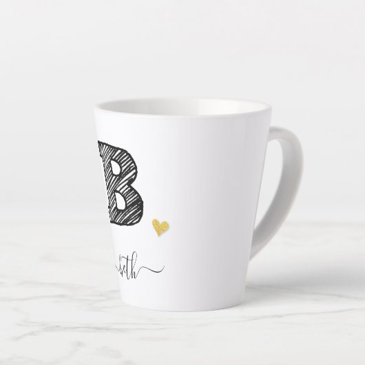 Retro Sketch Monogram Letter B, Latte Mok (Rechterhoek)