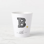 Retro Sketch Monogram Letter B, Latte Mok (Voorkant)