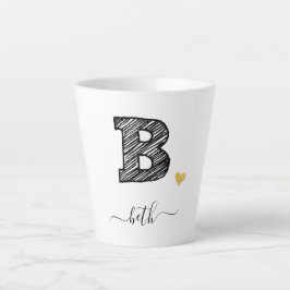 Retro Sketch Monogram Letter B, Latte Mok