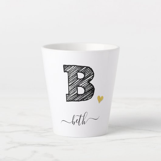 Retro Sketch Monogram Letter B, Latte Mok (Voorkant)