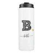 Retro Sketch Monogram Letter B, Thermal Tumbler Thermosbeker (Voorkant)