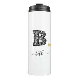 Retro Sketch Monogram Letter B, Thermal Tumbler Thermosbeker